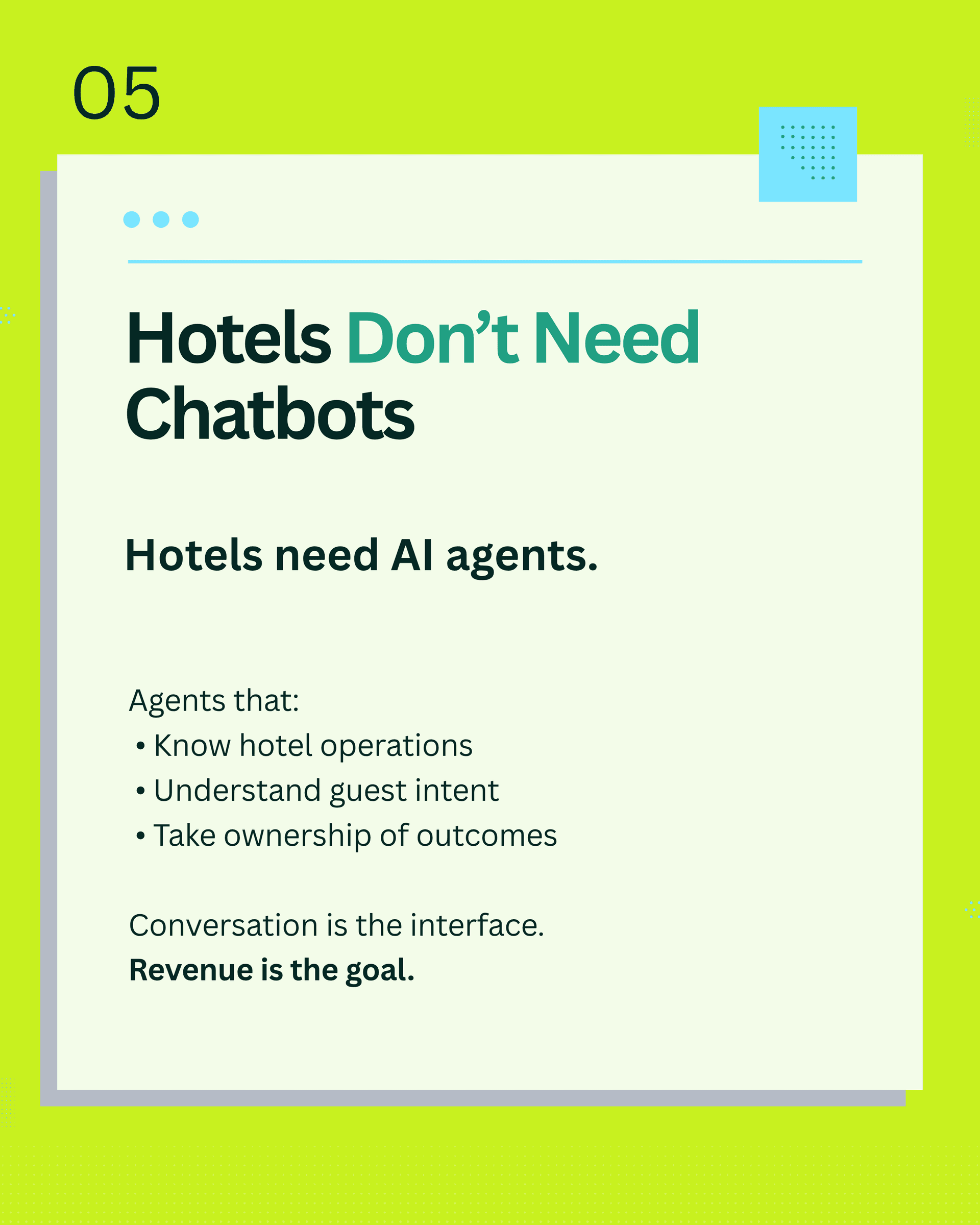 Continuous guest conversation across sessions in purpose-built hotel AI